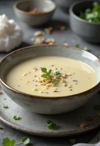 Капустный крем-суп при подаче