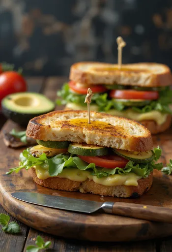 Свежий панини с овощами, приготовленный на гриле, с золотисто-коричневым хлебом