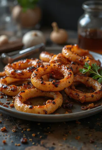 Запеченный лук BBQ при подаче