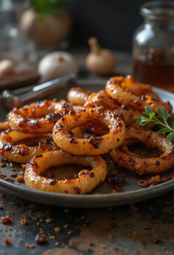 Запеченный лук BBQ при подаче