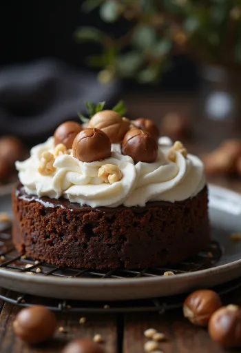 Шоколадно-ореховый торт при подаче