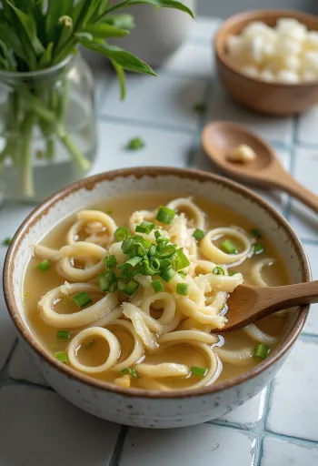 Суджеби с зеленым луком, поданный со свежей зеленью и сметаной