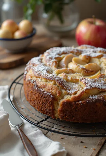 Маково-яблочный торт при подаче