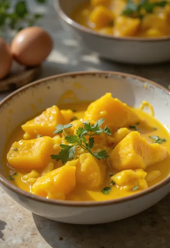 Карри из баклажанов с бататом при подаче