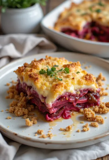 Веганская мусака с баклажанами и свеклой