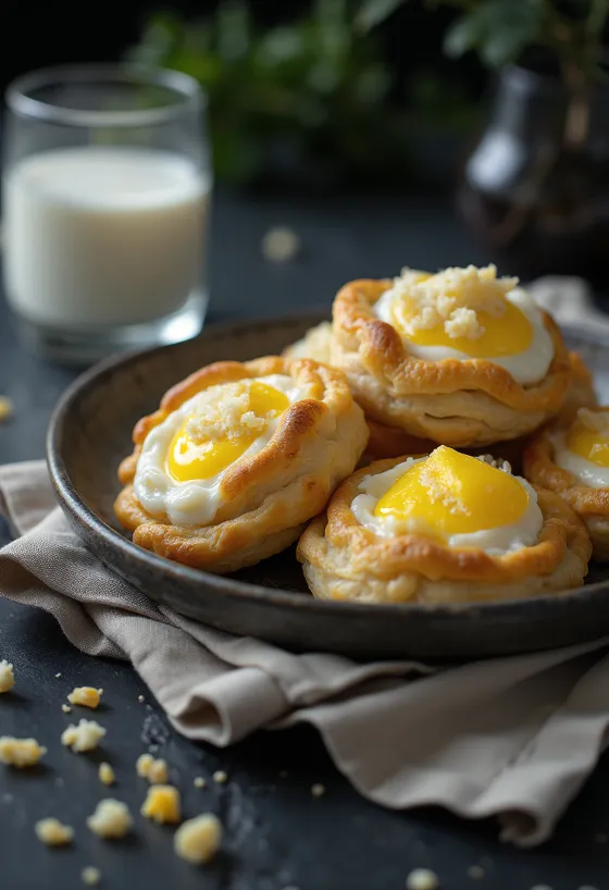 Карельские пирожки с яичным маслом, поданные со свежим яйцом