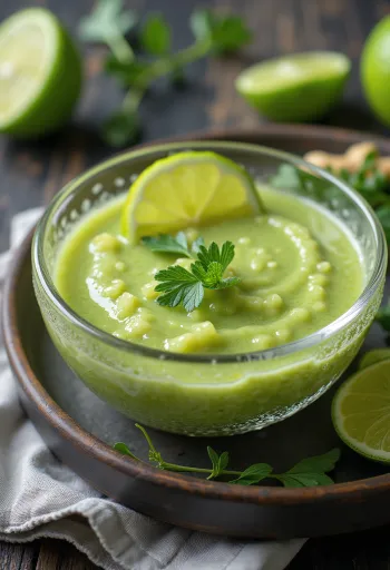 Розмариново-лаймовый имбирный соус в стеклянной миске