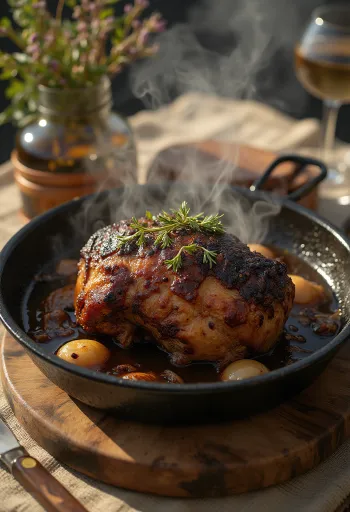 Запеченное мясо буйвола с розмарином и красным вином