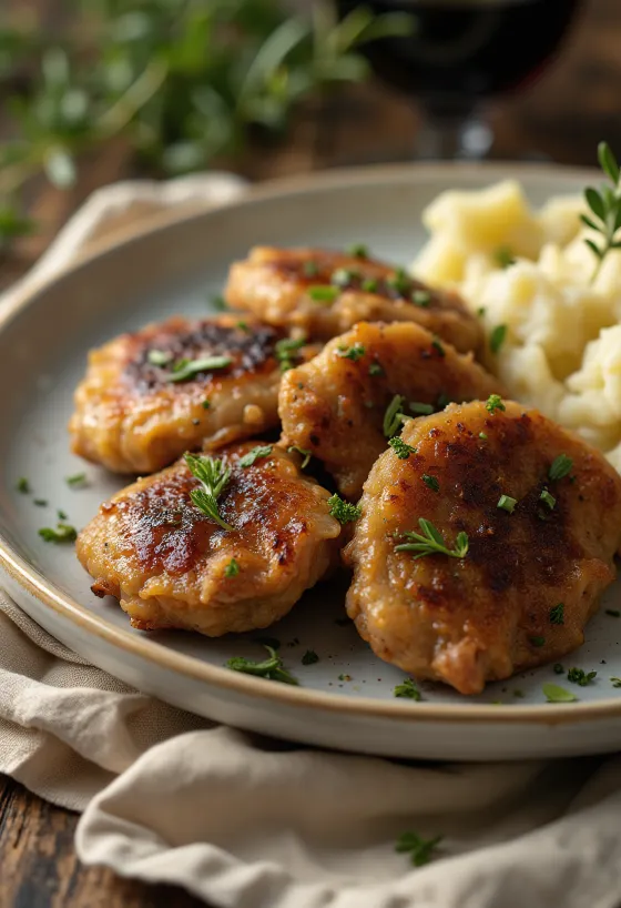 Жареная куриная печень, обжаренная до хруста, поданная со свежим хлебом и красным луком