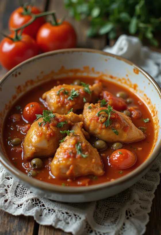 Качатора с каперсами, поданная со свежей петрушкой