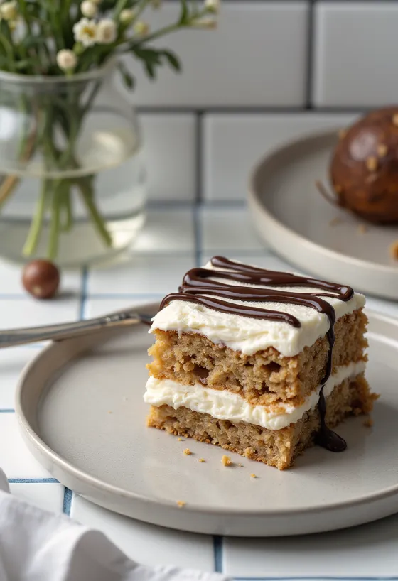 Каштановый торт без сахара с кремом из маскарпоне и темным шоколадом