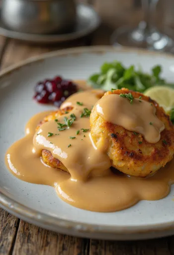 Кьётткакер с коричневым сыром, сытные мясные фрикадельки с соусом, богатым сыром, и свежей петрушкой