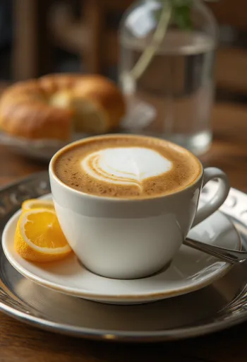 Кофейный напиток латте с корицей и имбирем, украшенный палочкой корицы и имбирем