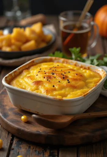 Умита из тыквы, приготовленная со свежим и теплым, золотисто-коричневым тестом.