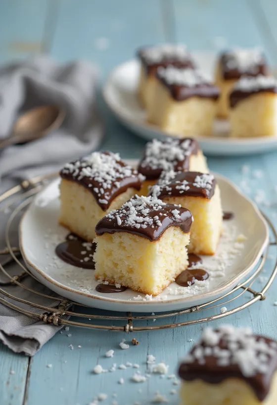 Кокосовые кубики в шоколадной глазури с кокосовой стружкой