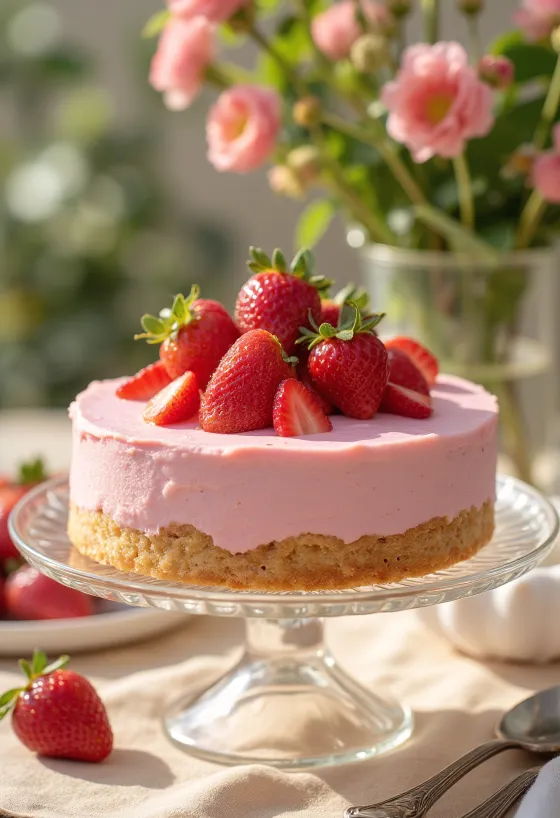 Клубничный муссовый торт с фруктами