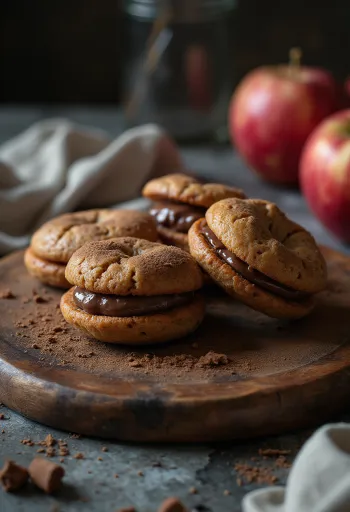Яблочно-шоколадное песочное печенье, поданное на стол