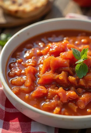 Пряный томатный чатни в сервировке