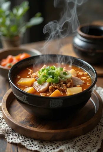 Камджатан с кимчи, корейский острый суп