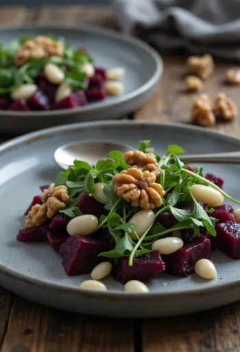 Салат из свеклы и фасоли с ореховой заправкой