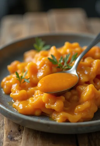 Сливочный соус с паприкой, поданный к мясу на гриле