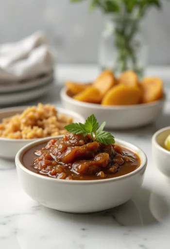 Тамариндовый чатни в банке, насыщенный коричневый пряный соус