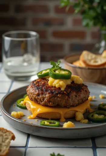 Поданный Каджун бургер на тарелке