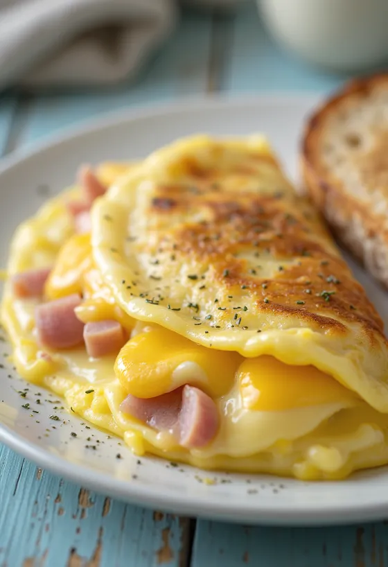 Омлет с начинкой из свежих овощей и расплавленного сыра внутри