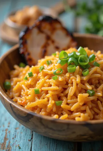 Подача пряного риса барбекю