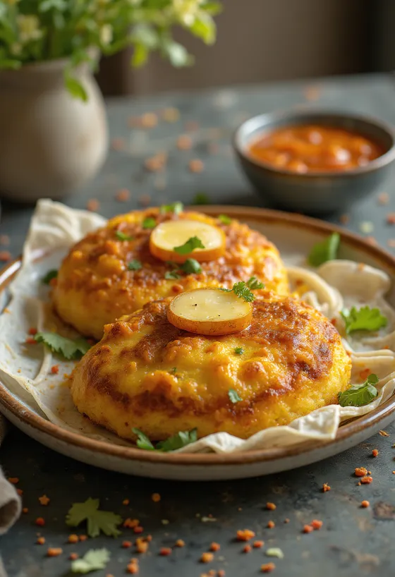 Хандво с сыром, пряная рисовая смесь
