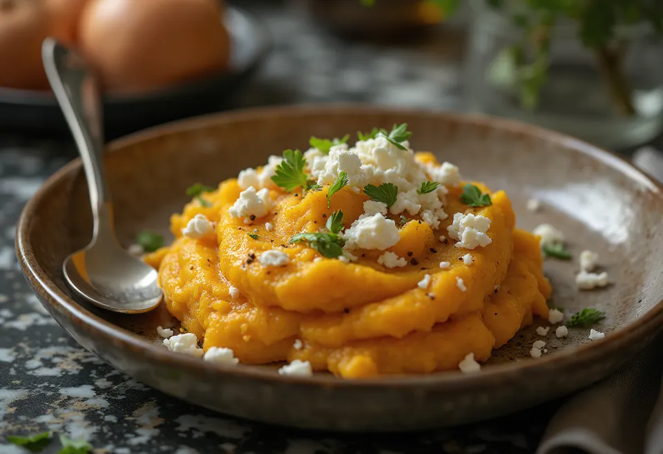 Кибебе с сыром, украшенное свежей кинзой