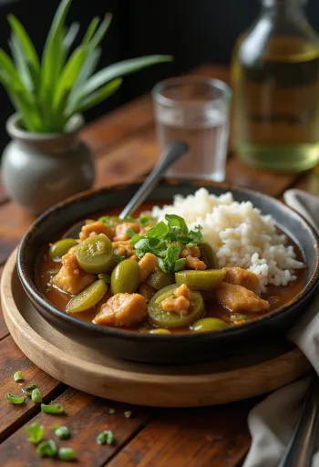 Гамбо с оливковым маслом, богатыми специями и овощами