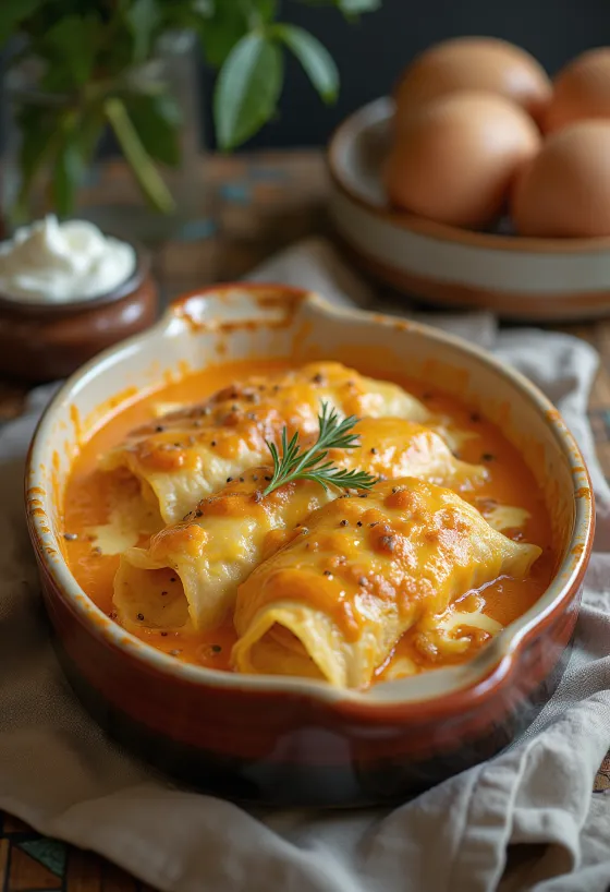 Блинчики с мясом, начиненные сочным фаршем, запеченные до золотисто-коричневого цвета