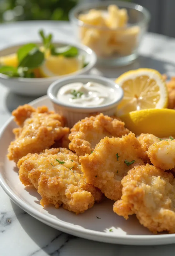 Мозги в хрустящей панировке, поданные со свежими овощами