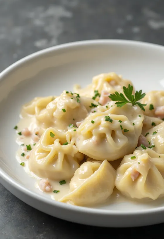 Пельмени с укропом и сметаной