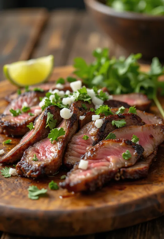 Карне асада, поданная с тортильей и салатом