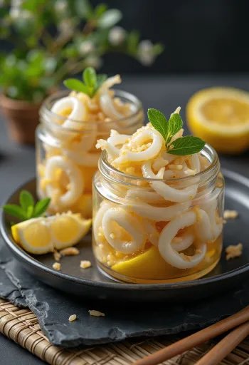 Кисло-сладкие маринованные кольца кальмара в банке