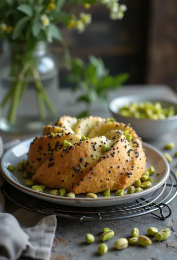 Фисташково-маковый торт на подставке