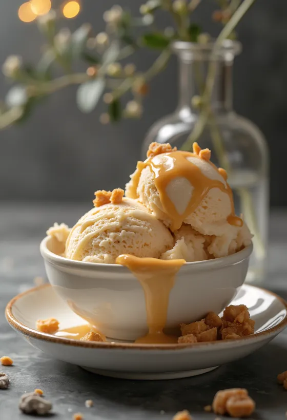 Мороженое "Молочная карамель" в подаче