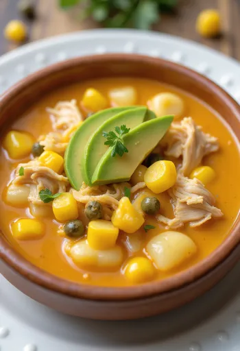 Ахиако с курицей, поданный к столу