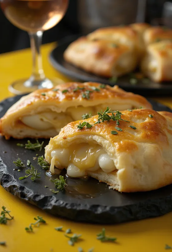 Кальцоне с козьим сыром, запеченное до золотистого цвета
