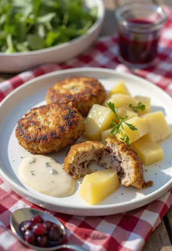 Кьёткакер с сельдереем, мясные шарики, поданные с овощами