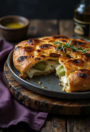 Золотисто-коричневый кальцоне с артишоками