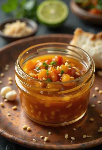 Кунжутный соус с чили и лаймом при подаче