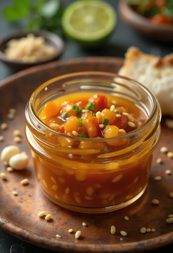 Кунжутный соус с чили и лаймом при подаче