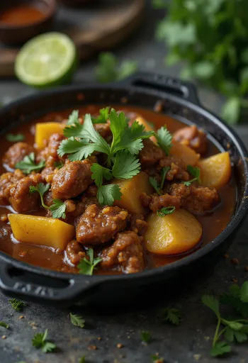 Карапулькра с говядиной, богатое рагу с картофелем и кукурузной мукой