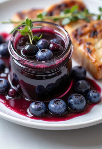 Соус из красного вина, черники и бальзамического уксуса при подаче