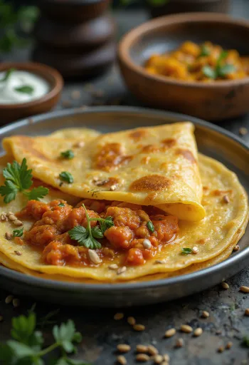 Чили доса свежая, обжаренная до хруста, подается с начинкой чили