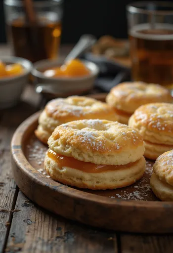 Творожное печенье линцер на подносе