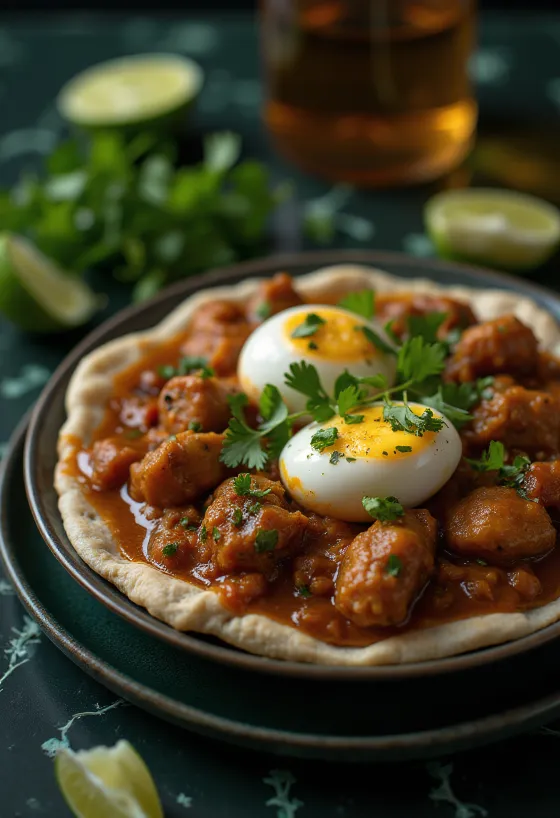 Доро Ват эфиопское рагу из курицы, поданное к столу